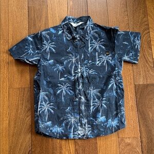 Boys Blue Palm Tree Print Shirt (size 10-12)